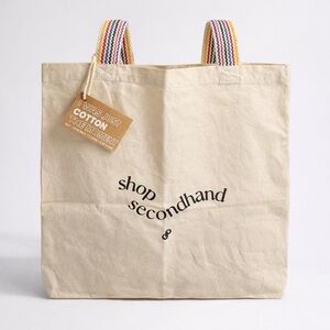 NWT Poshmark “Shop Secondhand” Canvas Tote | Duel Multicolor Rainbow Handles |